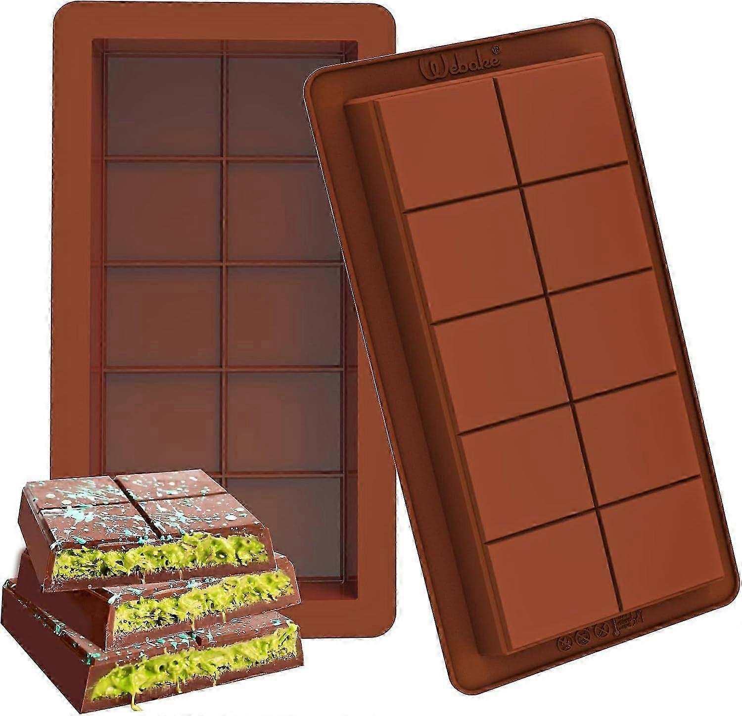 Silikon-Riegelformen aus dunkler Schokolade, 2er-Pack, extra dunkle Schokoladenformen