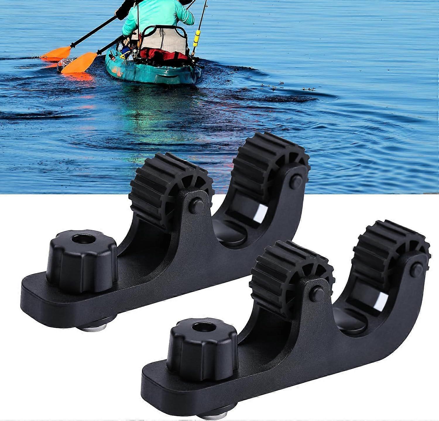 Offset Kayak Paddle Holder, Kayak Track Mount Accessories Paddle Holder for Kayaking with Longer Threads Bolts, Fishing Kayak Rail Accessories, Pack o