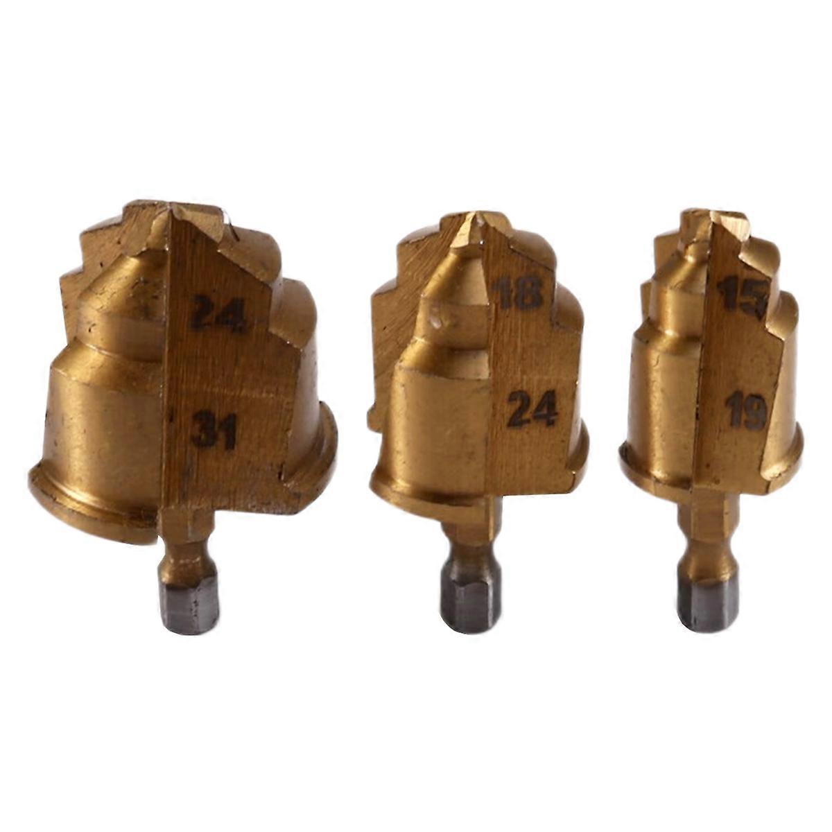 3pcs 3 Blades PPR Lifting Stepped Drill Bit Hexagon Shank Water Pipe Connection Tool 20/25/32mm Chamfering Cutter