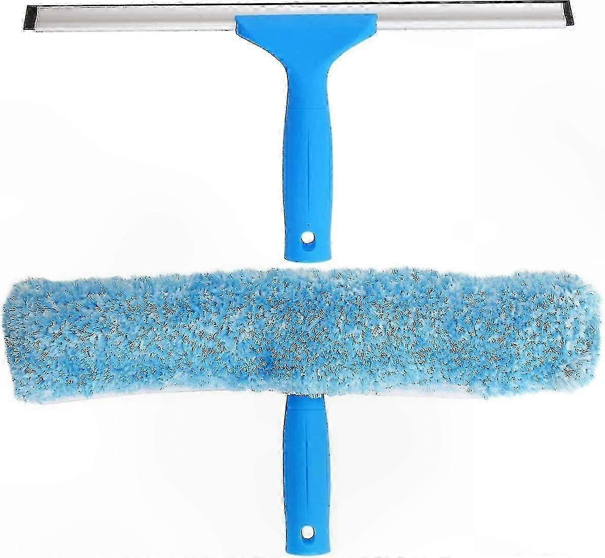 Window Cleaning Tool Kit - Squeegee and Scrubber with Microfiber, 14 Inch
