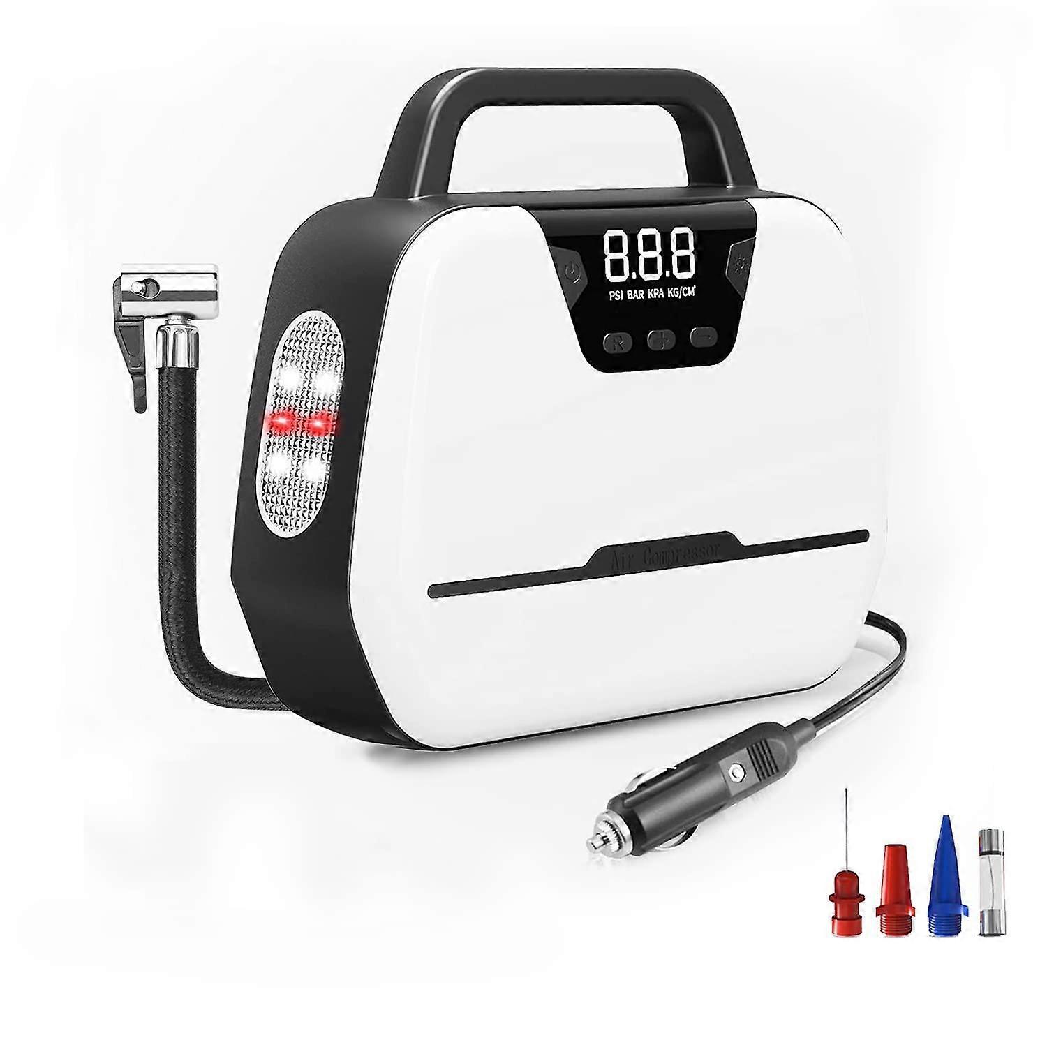 Car Air Pump with SOS Function, Fast Charging12V DC Portable Air Pump, Digital Display Car Tire Inflator Portable Air Compressor with Pressure Gauge(B