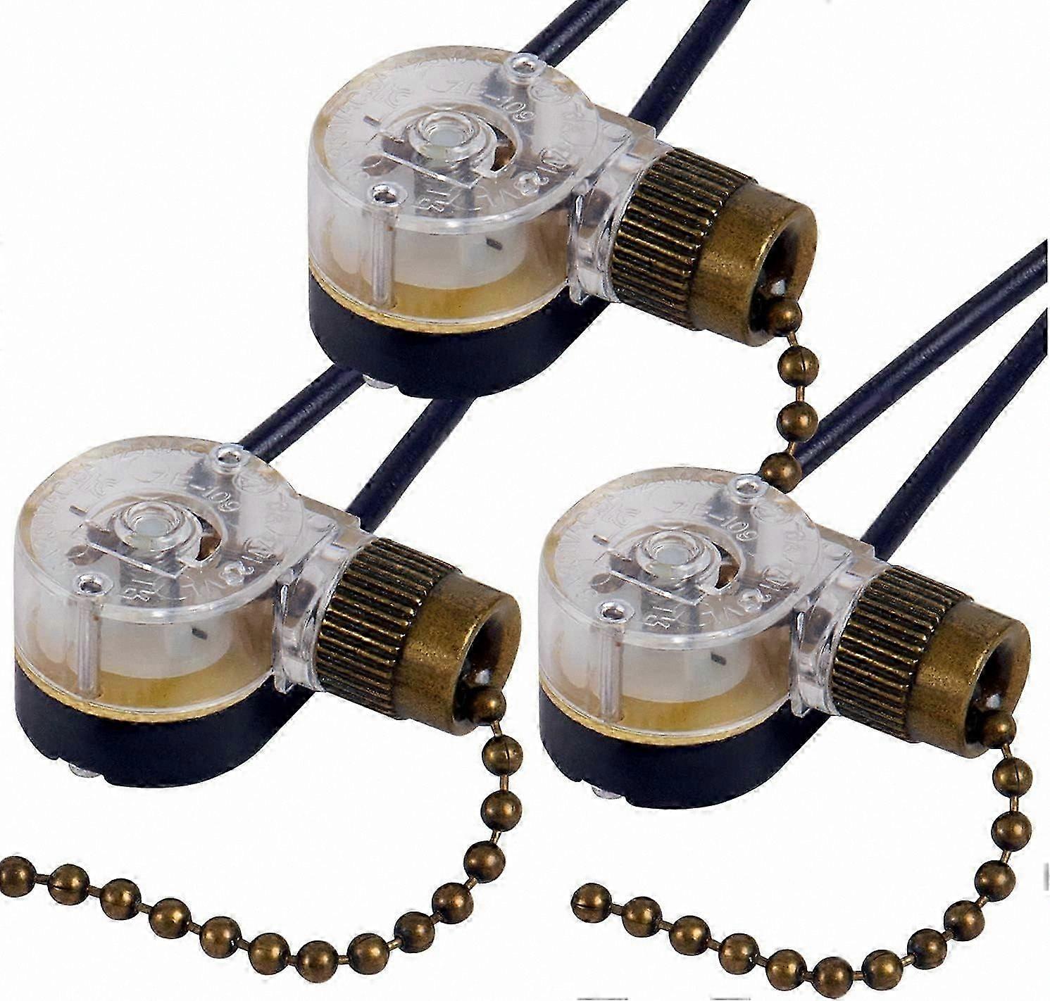 Bronze 3-Piece Ceiling Fan with Lamp and Wall Pendant Light, CQC Certified Two-Way Pull Chain Switch for Dining Room Use