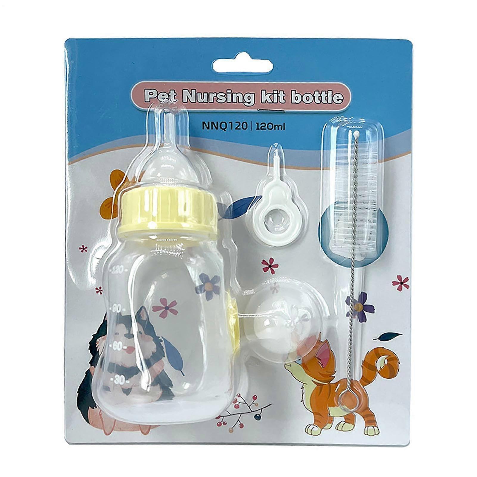 Kitty Bottle 120ml Pet Bottle With Silicone Nipple And Transparent Scale For Newborn Puppies Rabbits Tethaton Yellow