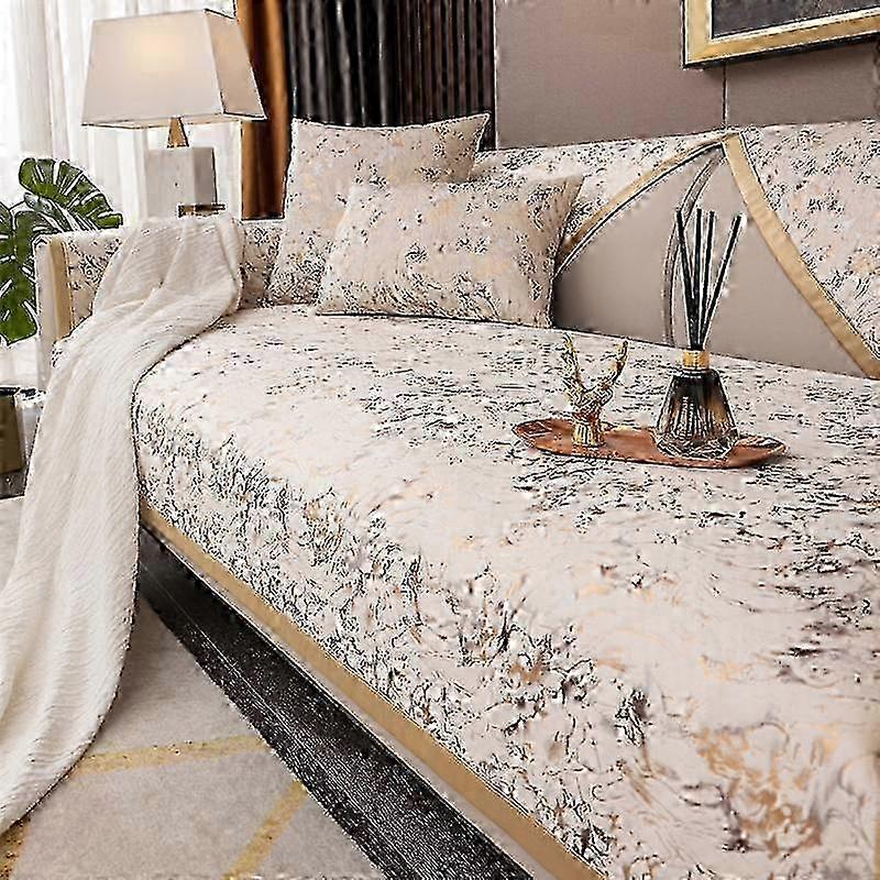 Gilded Velvet Sofa Covers with Yellow Edge