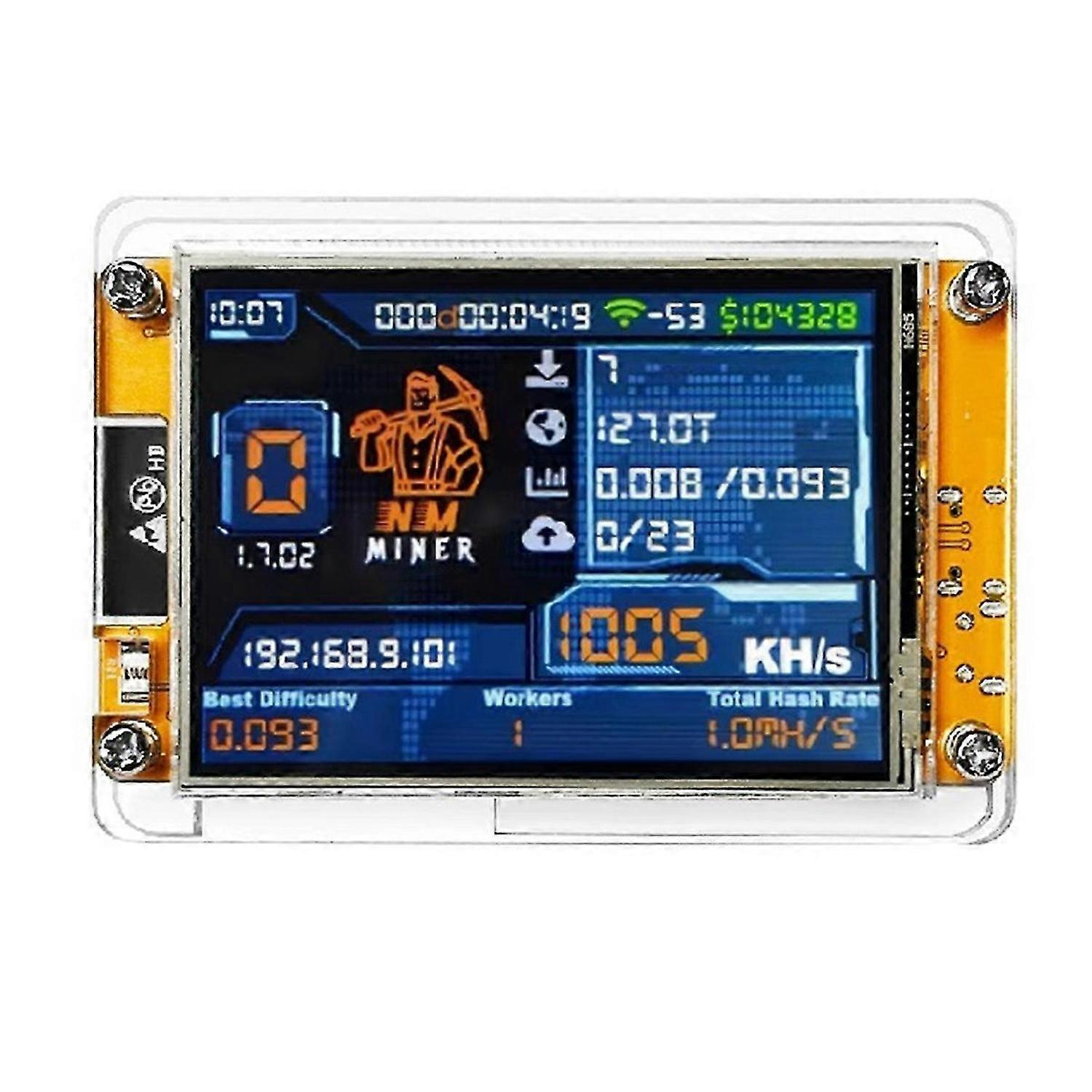 NMMiner NerdMiner V2 Hashrate 1000KH/S ESP32 2.8 Inch Smart Display Crypto Solo Lottery Bitcoin ESP3