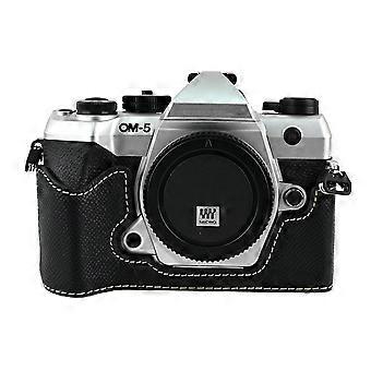 TKdaddy För Olympus OM-5 Mark II Kamerafodral PU Läder Skyddsfodral Svart