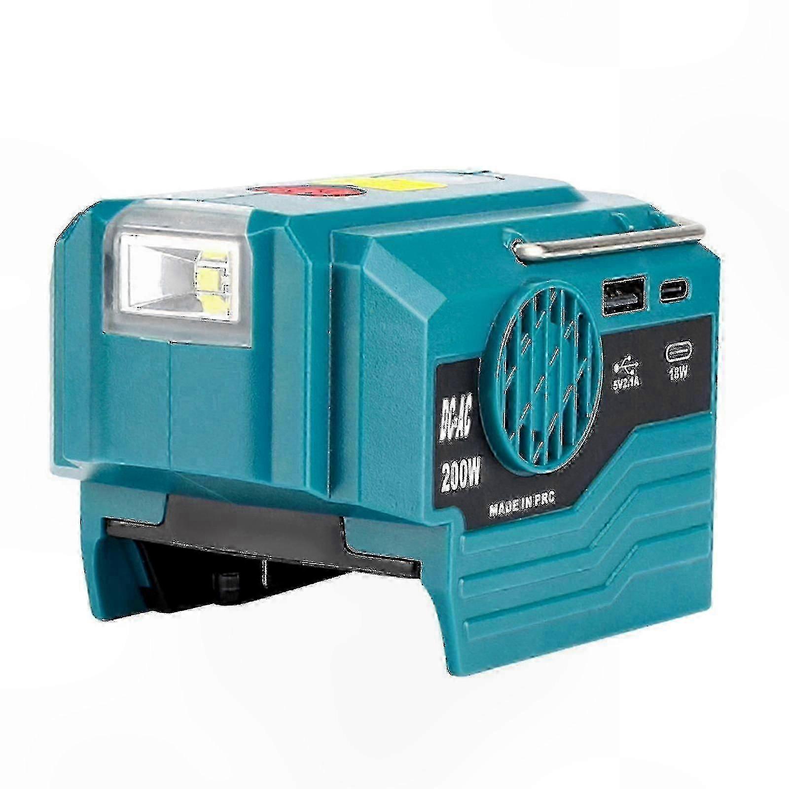 2025 Edition 200W DC to AC Power Inverter with 120V/230V Output and 280LM Light for 18V Battery Systems