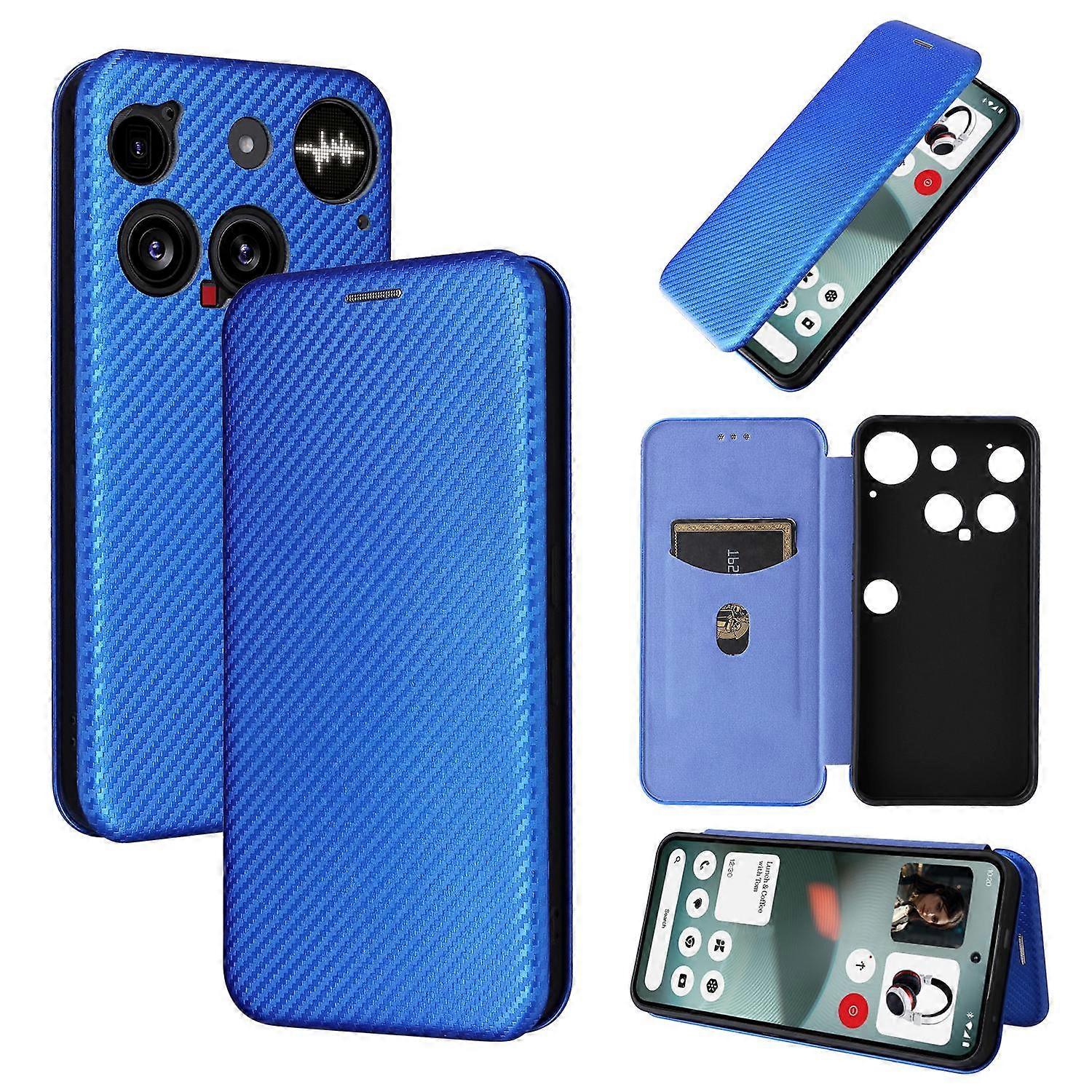 Kolfiber Textur Flip Läder Telefonfodral