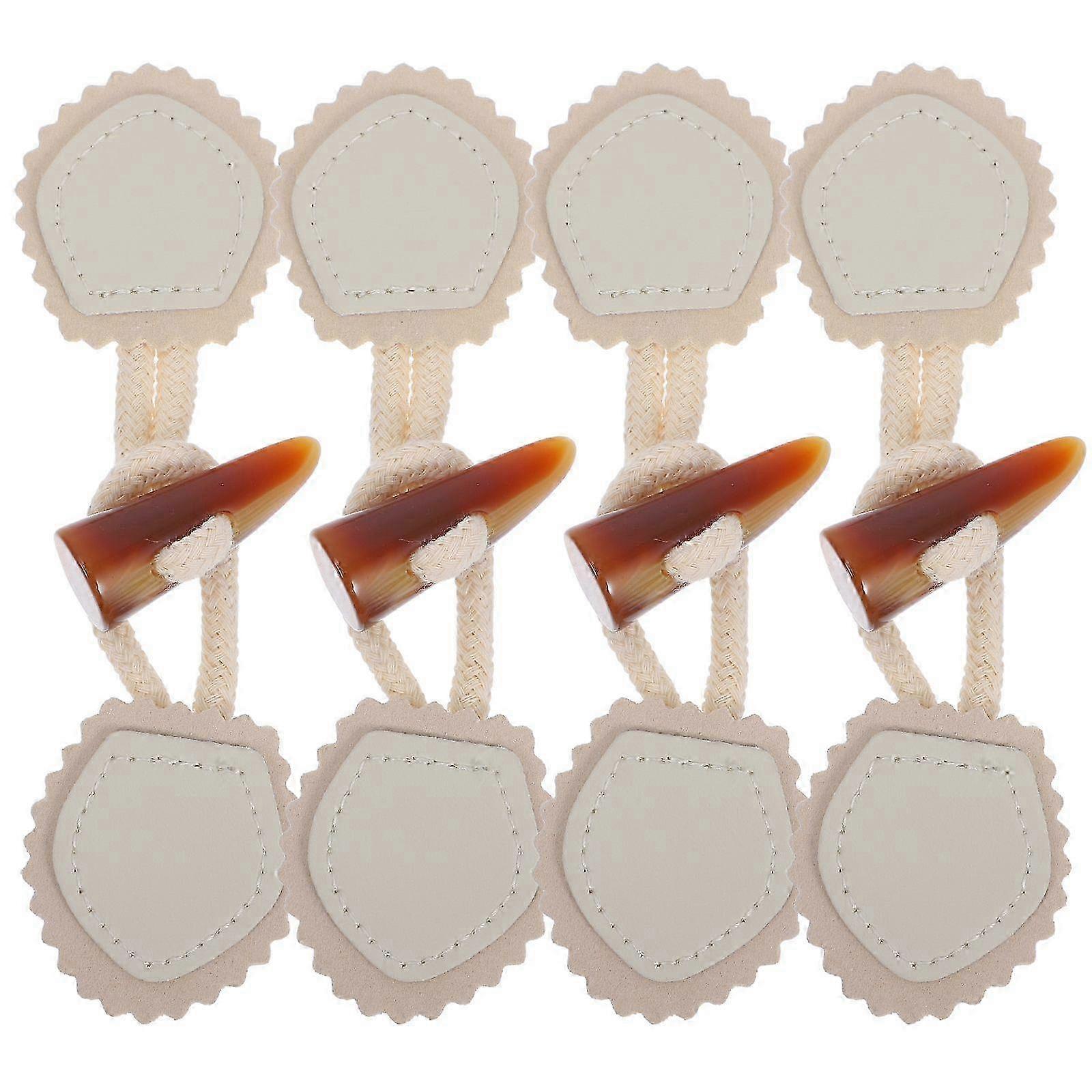 Button Clasps, 4 Pairs Unique Horn Toggle Buttons for Fabric Jackets Coat DIY Strap Connector