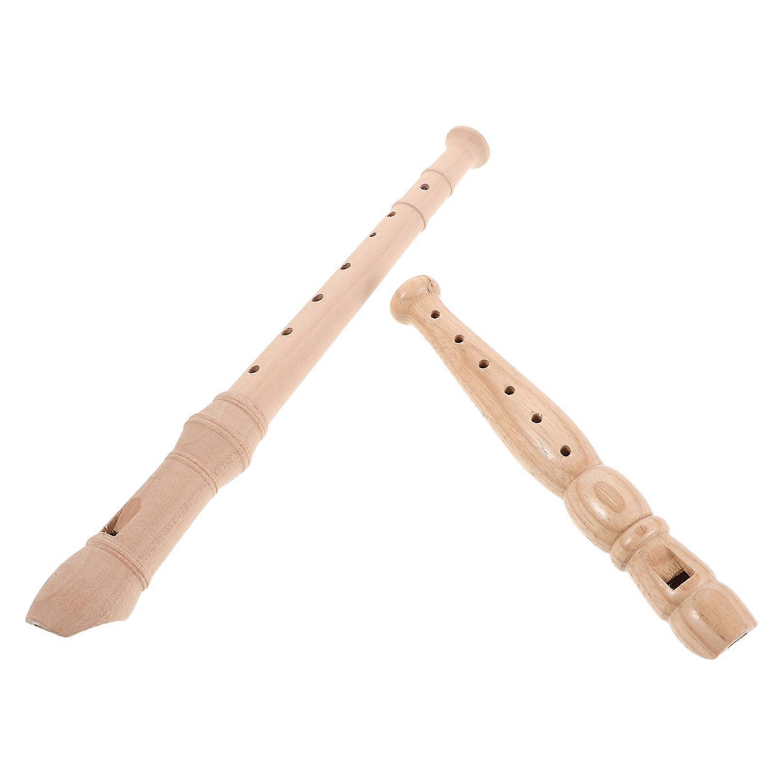 Kids Recorder Instrument Wood Flute with German Style 6Pcs Soprano