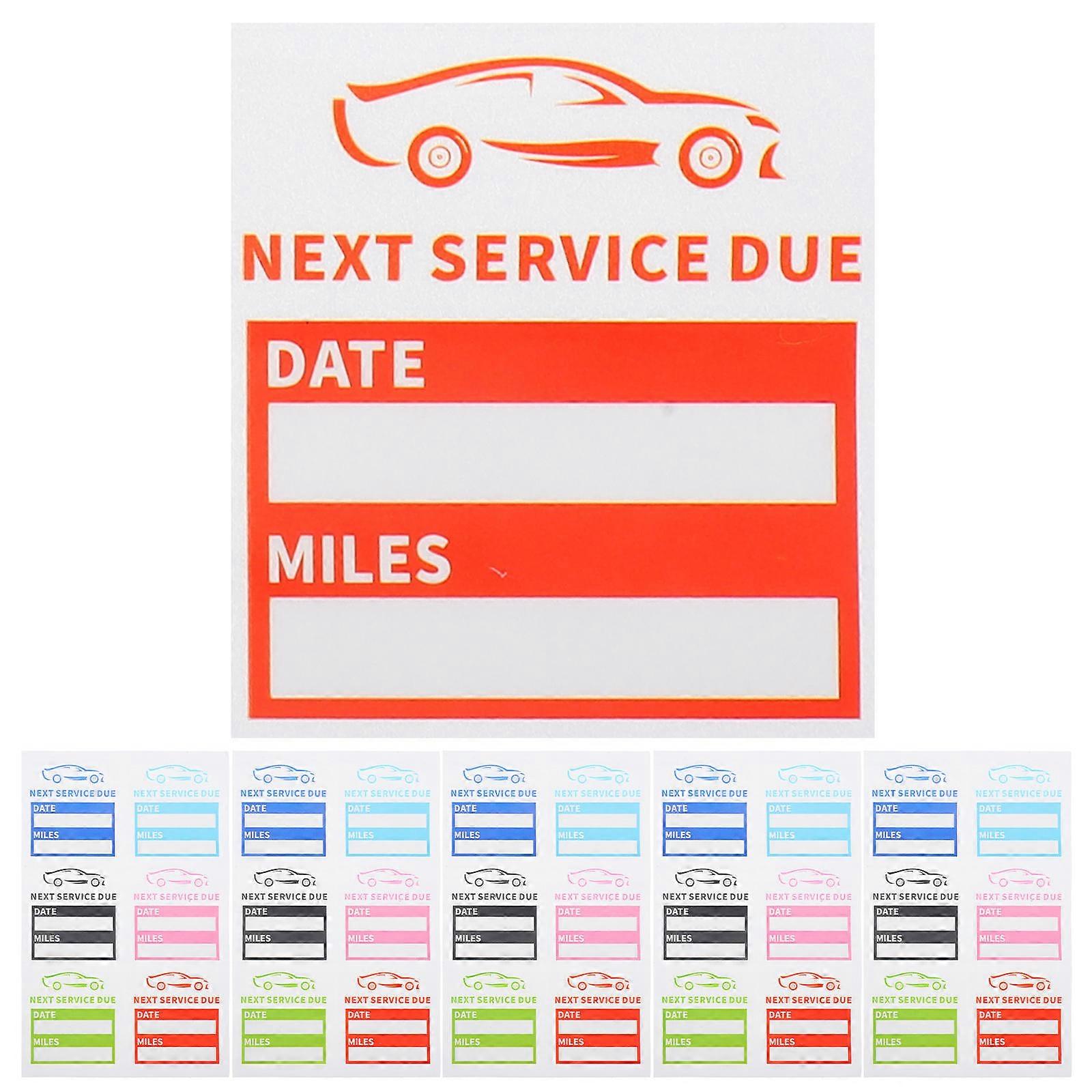 Service Due Labels For Car Motorcycles Use 5.10X5.10X0.05CM Assorted Color Writable 10 Sheets