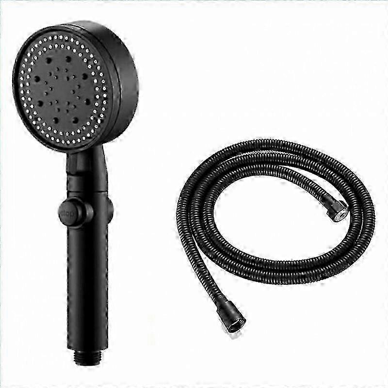 High Pressure Shower Head for Ergonomic Design, Multifunctional Spray Functions, One-button Switch, Universal Water Saving for Bathrooms (Black)
