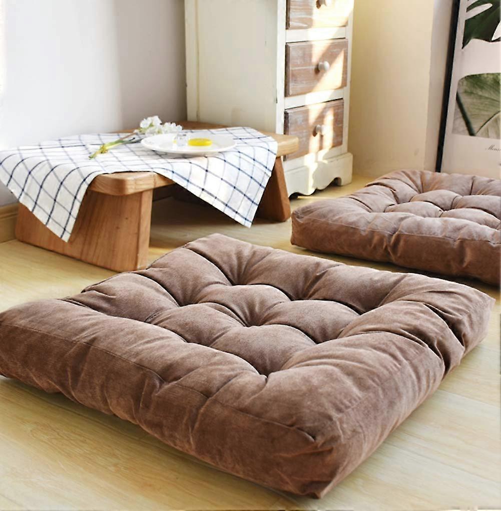 Thicken Tufted Cushion Solid Square Seat Pillow Corduroy Chair Pad 55x55cm Coffee Floor Cushion for Yoga Meditation