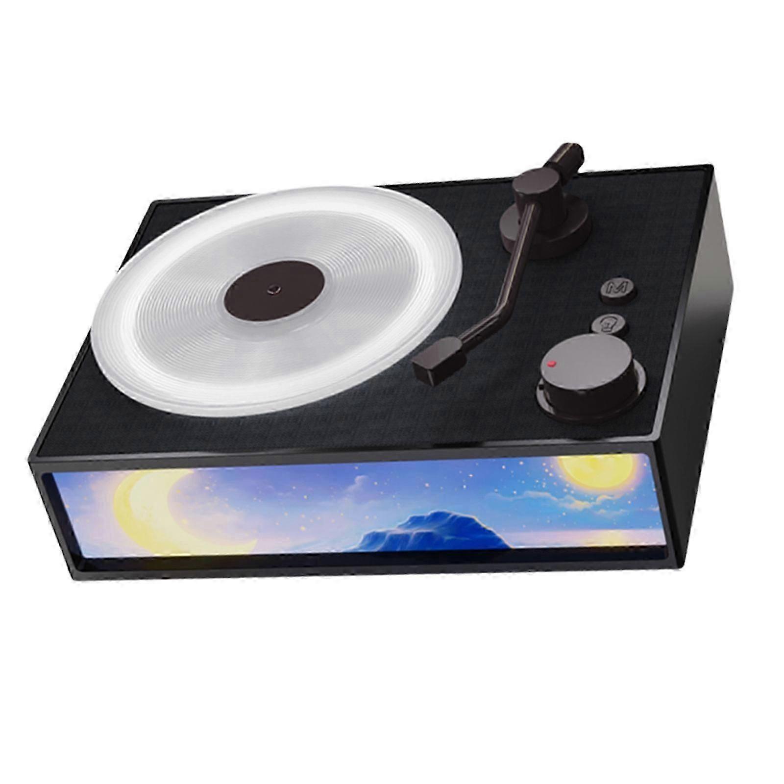 Stylish Bluetooth-compatible Speaker Unique Feature and Record Player Appeal Desktop Computer Loudspeaker ocean green Cs