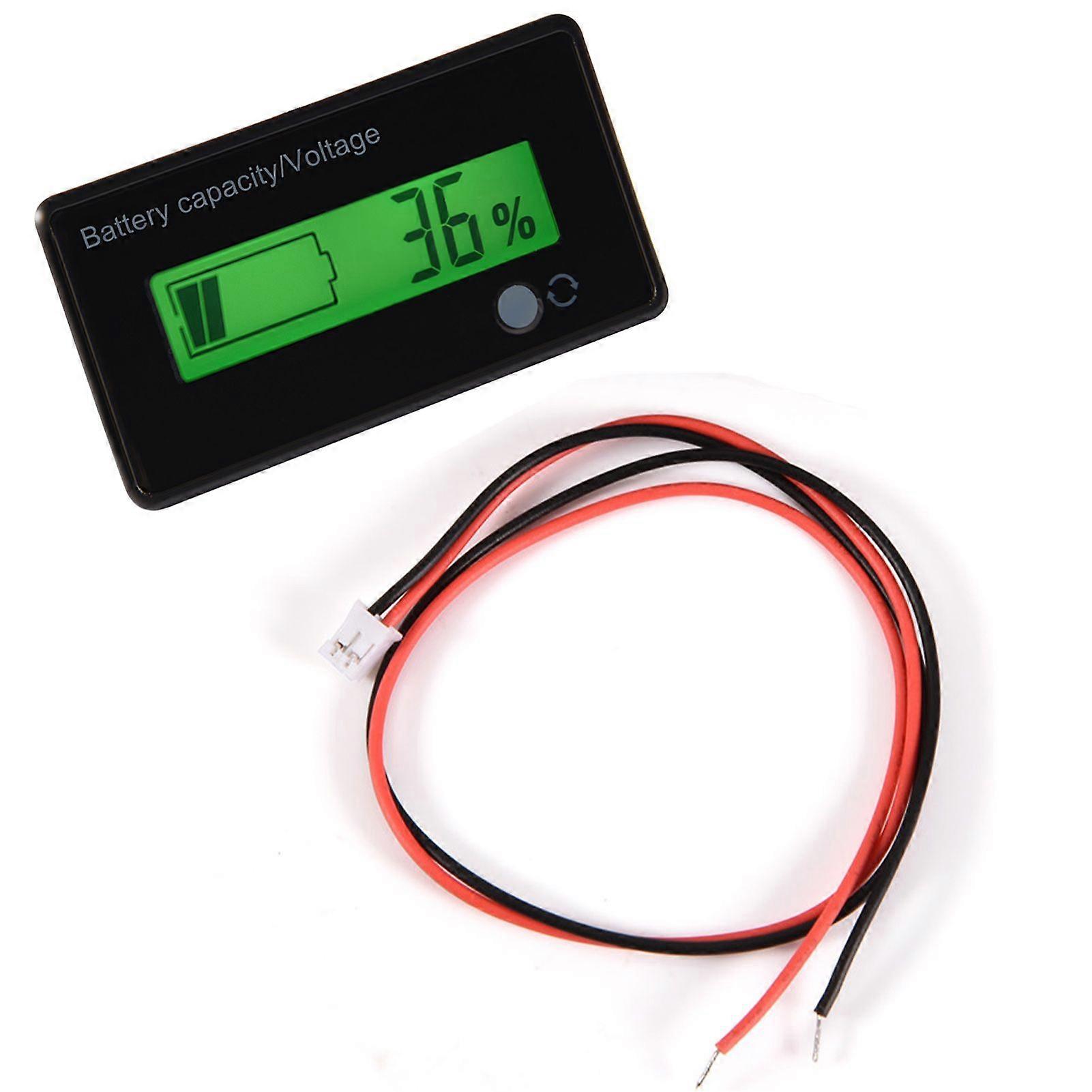 Battery Capacity Voltmeter Tester with Green Backlit LCD Display