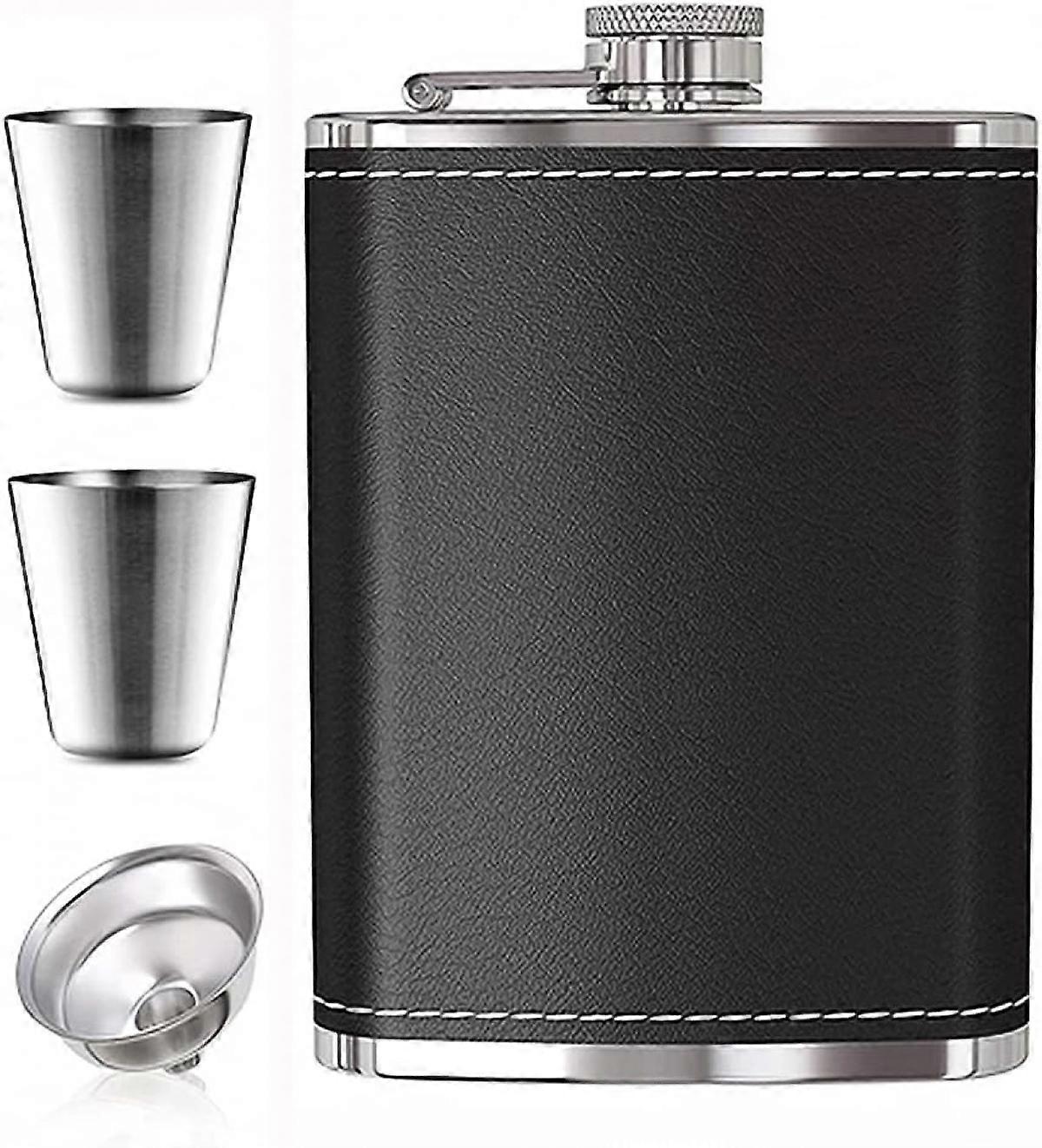 Stainless Steel Hip Flask, Leak-proof Hidden Flask with Cigarette Case