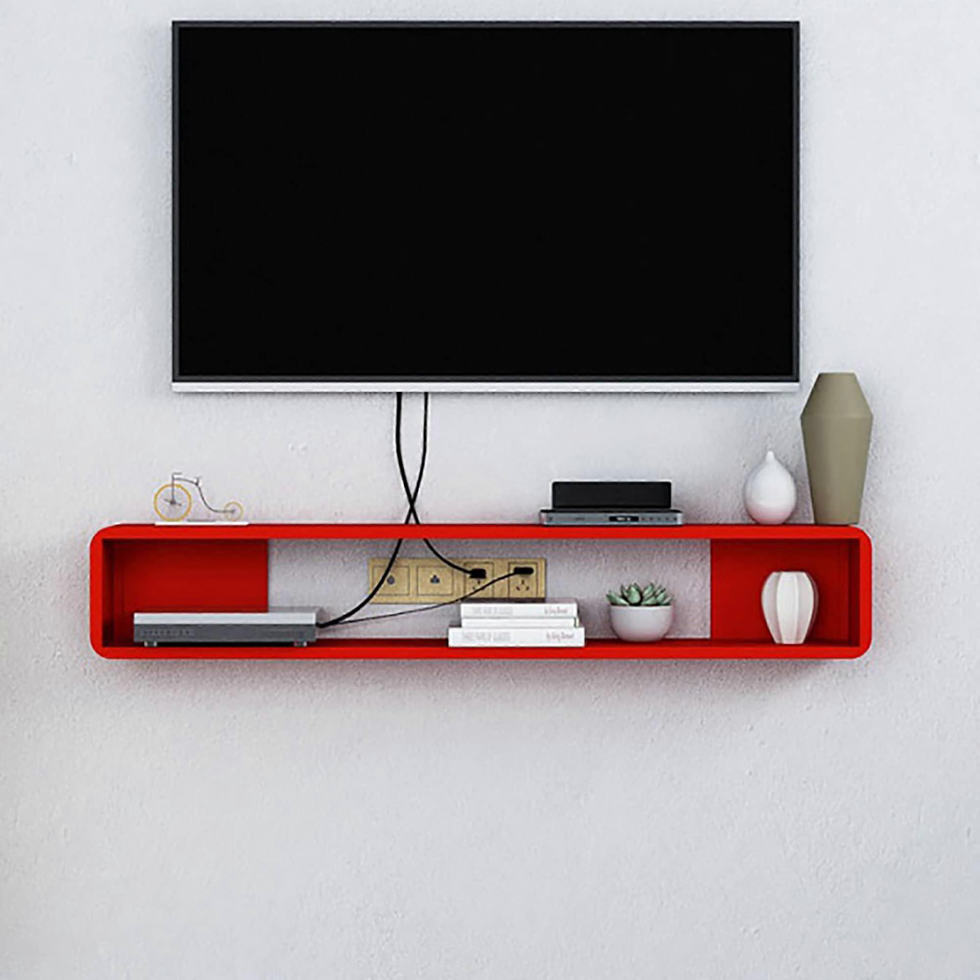 Wall Mounted Tv Cabinet Floating Entertainment Unit Router Storage Box WiFi Set Box Rack Red 120 Cm Model Wwyy