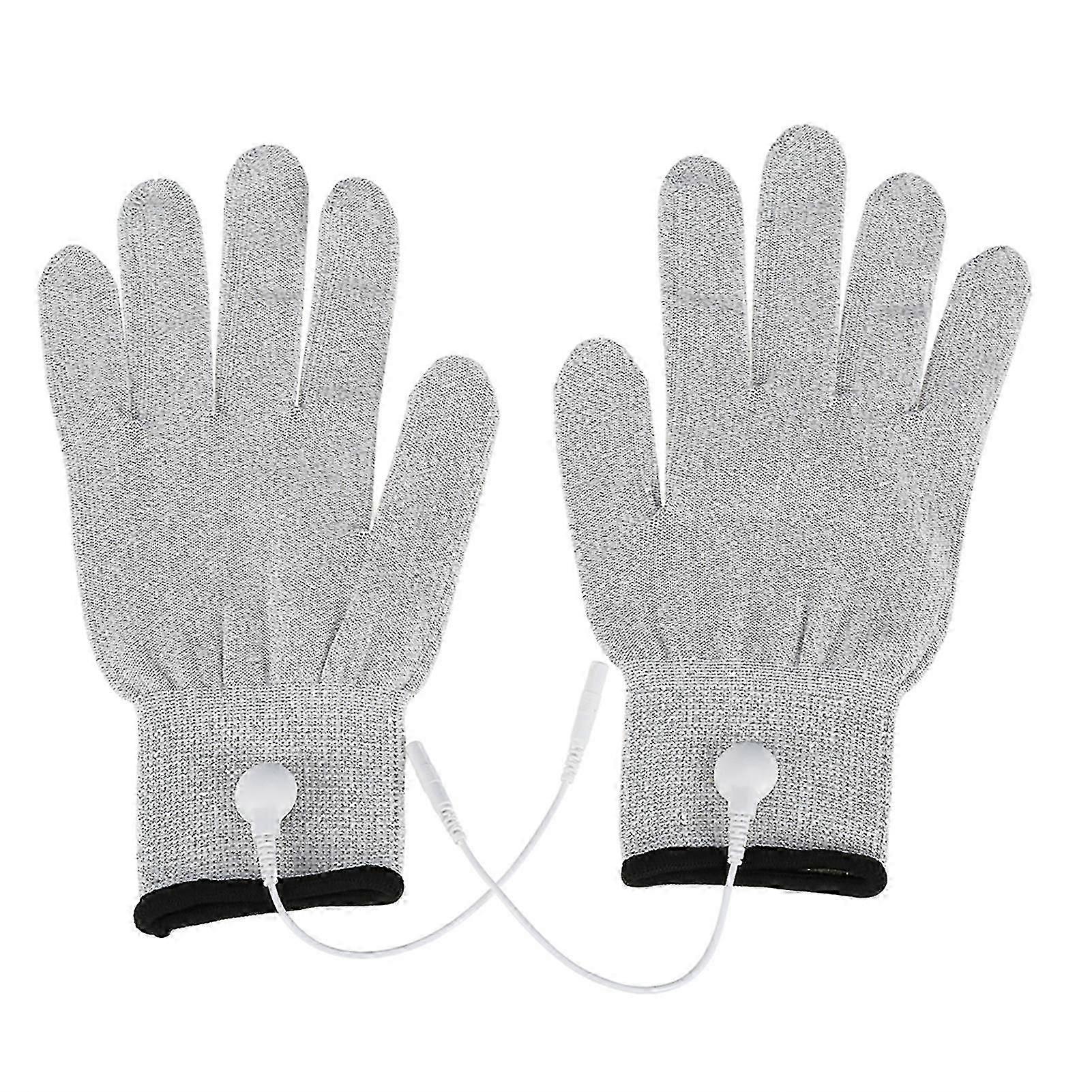 زوج واحد من قفازات التدليك الكهربائية الموصلة بجهاز Tens Machine مع أسلاك توصيل العلاج الكهربائي (L)