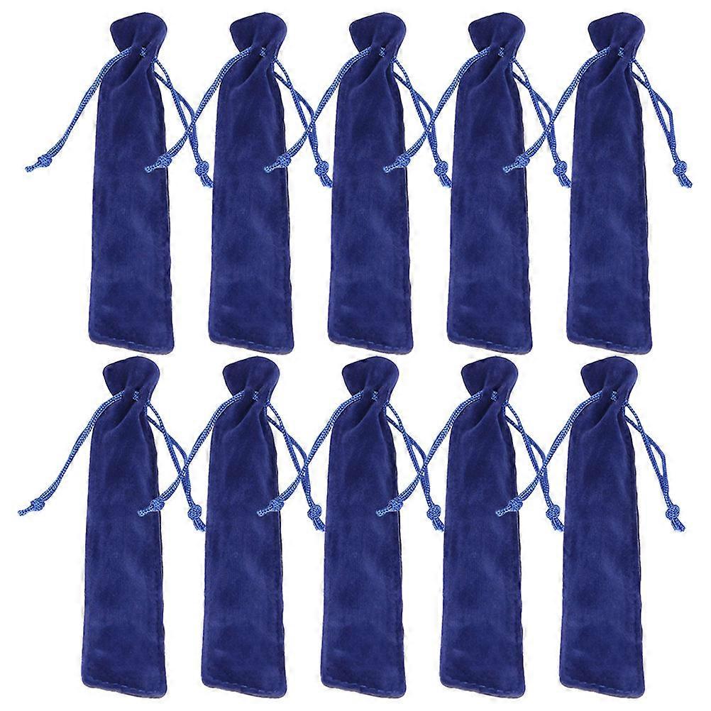 40 Pcs Simple Style Drawstring Pen Storage Bags For Home Office School Use 17.5X3.5CM Blue
