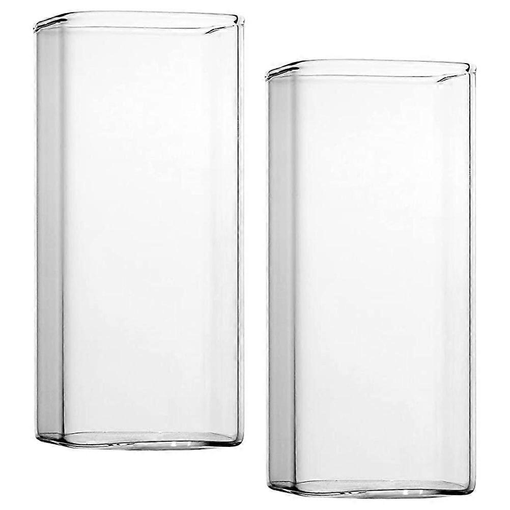 Square Drinking Glasses For Home Use Clear Glass Cups 4 Pcs Temperature Resistant 13.5X6CM