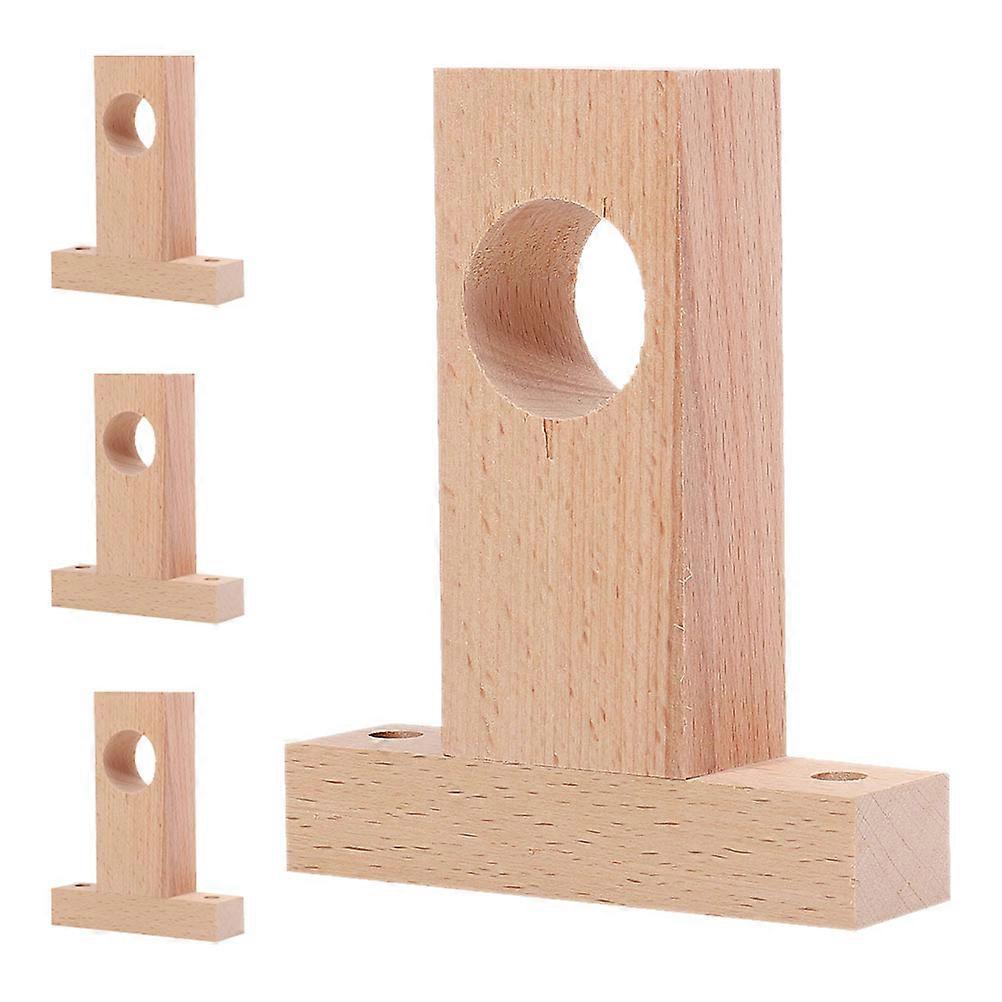 Curtain Rod Brackets 12Pcs T-Shaped Multi-Functional Wooden Holders Beige For Home Use Ideal For Closet And Shower Rods