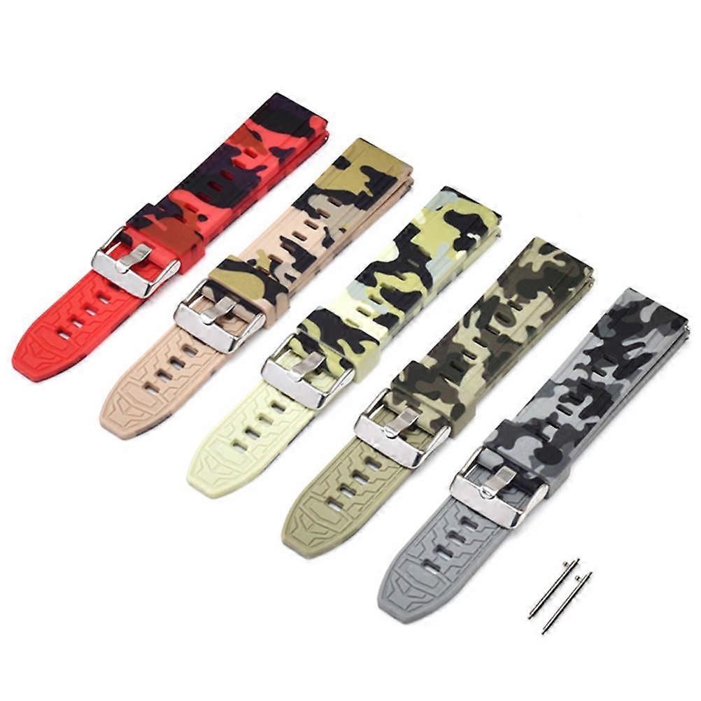Silicone Watchband Camouflage Watch Strap for Replacement 1 Piece Red