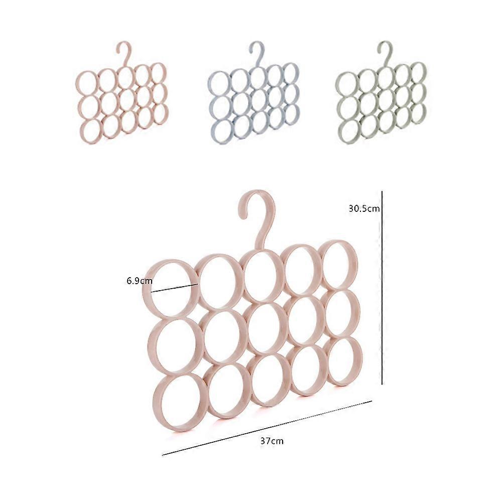 Wardrobe Storage Rack 15 Rings Scarf Organizer Multifunctional For Home Use Pink 1Pack