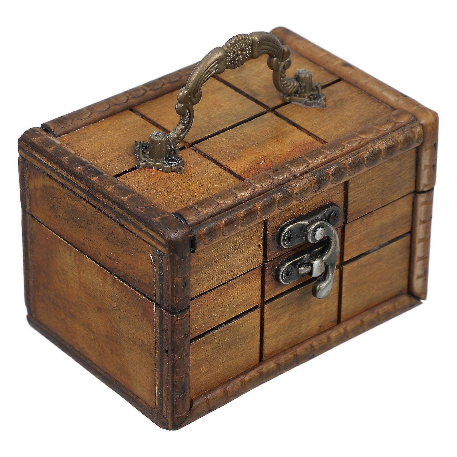 Wooden Jewelry Box for Keepsakes 2Pcs Small Treasure Chest with Latch
