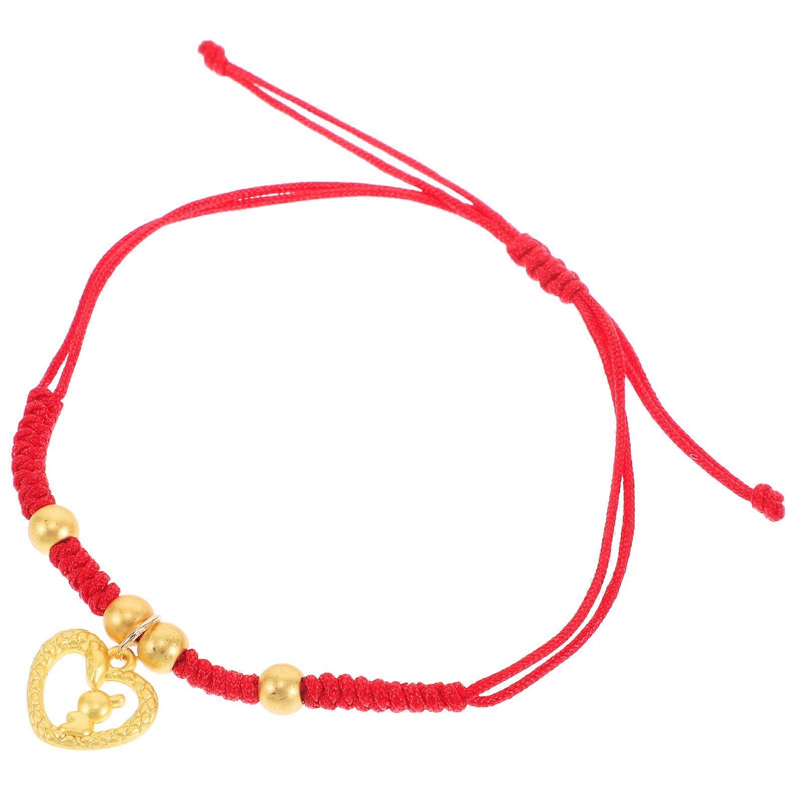 Chinese Zodiac Bracelet Handmade 2Pcs Adjustable Red String Bracelet Charm