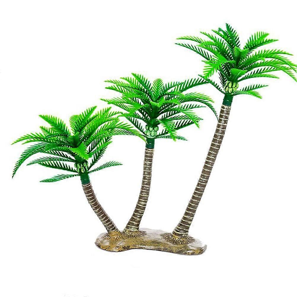 Fish Tank Coconut Tree for Decoration 3Pcs Artificial Green Miniatures