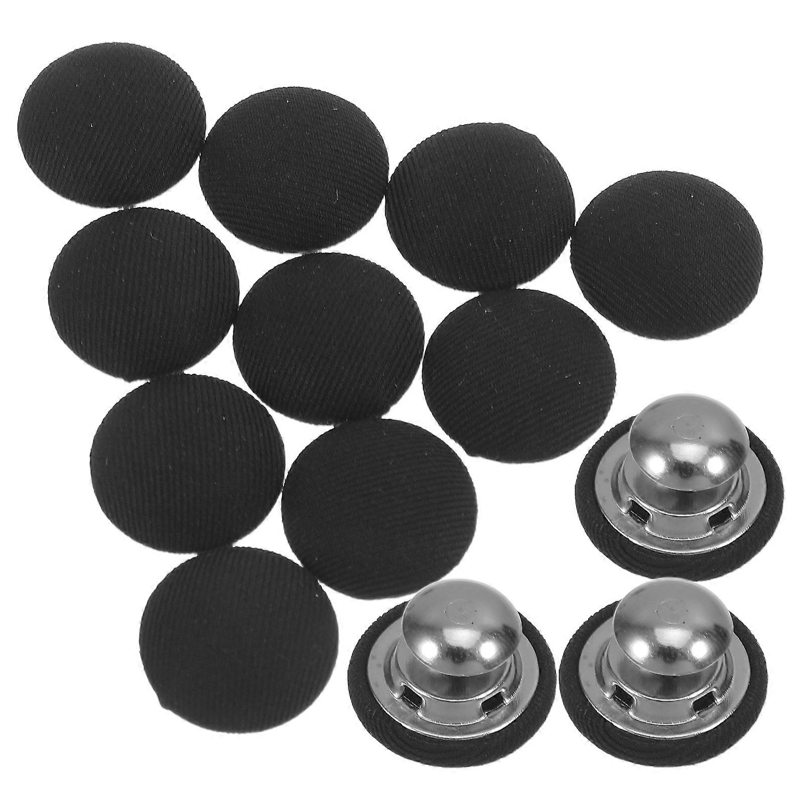 No Sew Round Metal Buttons for Hat Snap Replacement 60Pcs Black