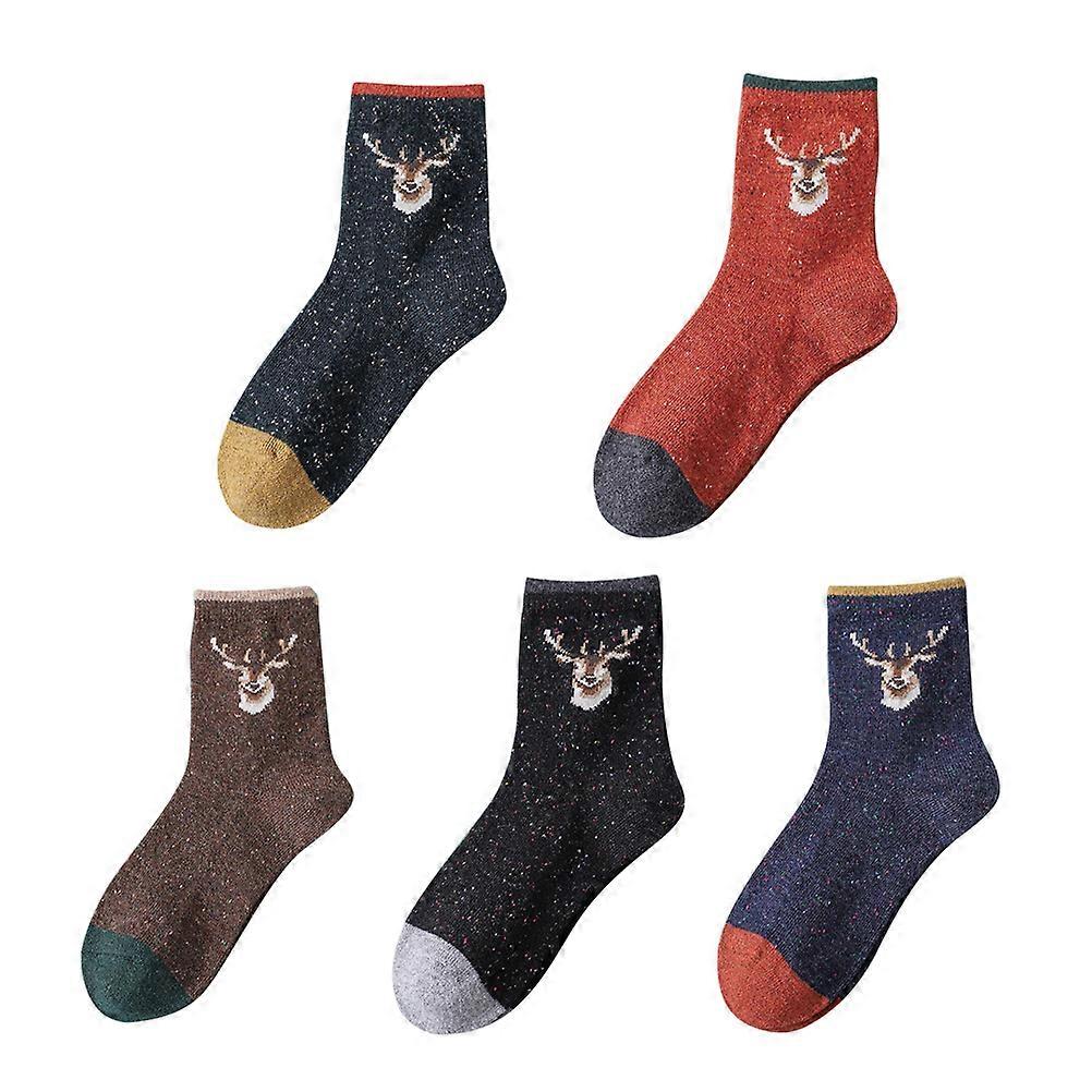 Elk Socks Elk Pattern for Warm 10Pairs Assorted Color Christmas Stockings