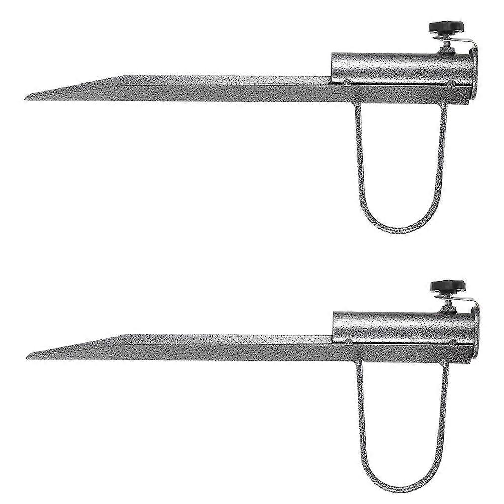 Silver Steel Umbrella Base Stands Right Angle Pole Holders for 2Pcs Sets