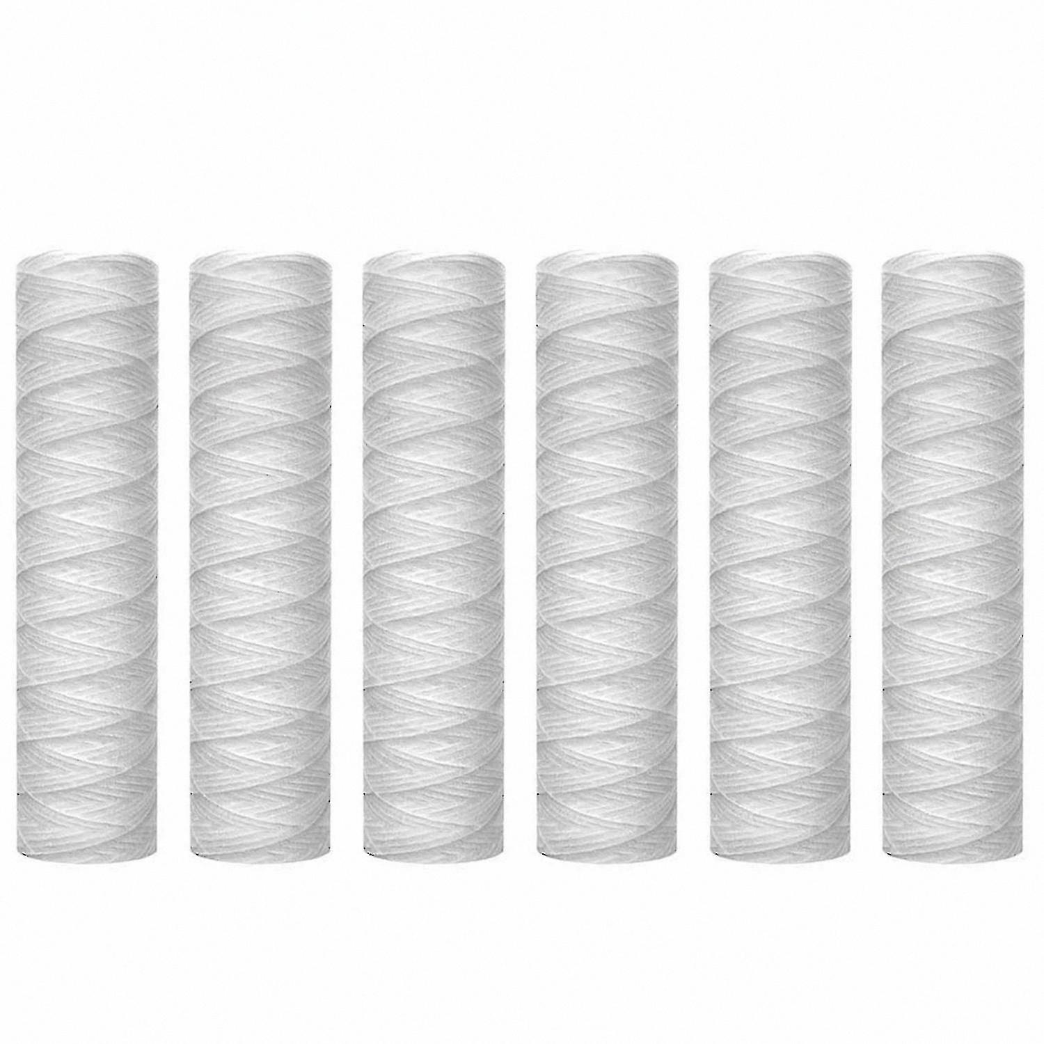 10" x 2.5" String Wound Sediment Filter Cartridge, 10 Micron, 6-Pack for Whole House Water Filtration, Universal Fit