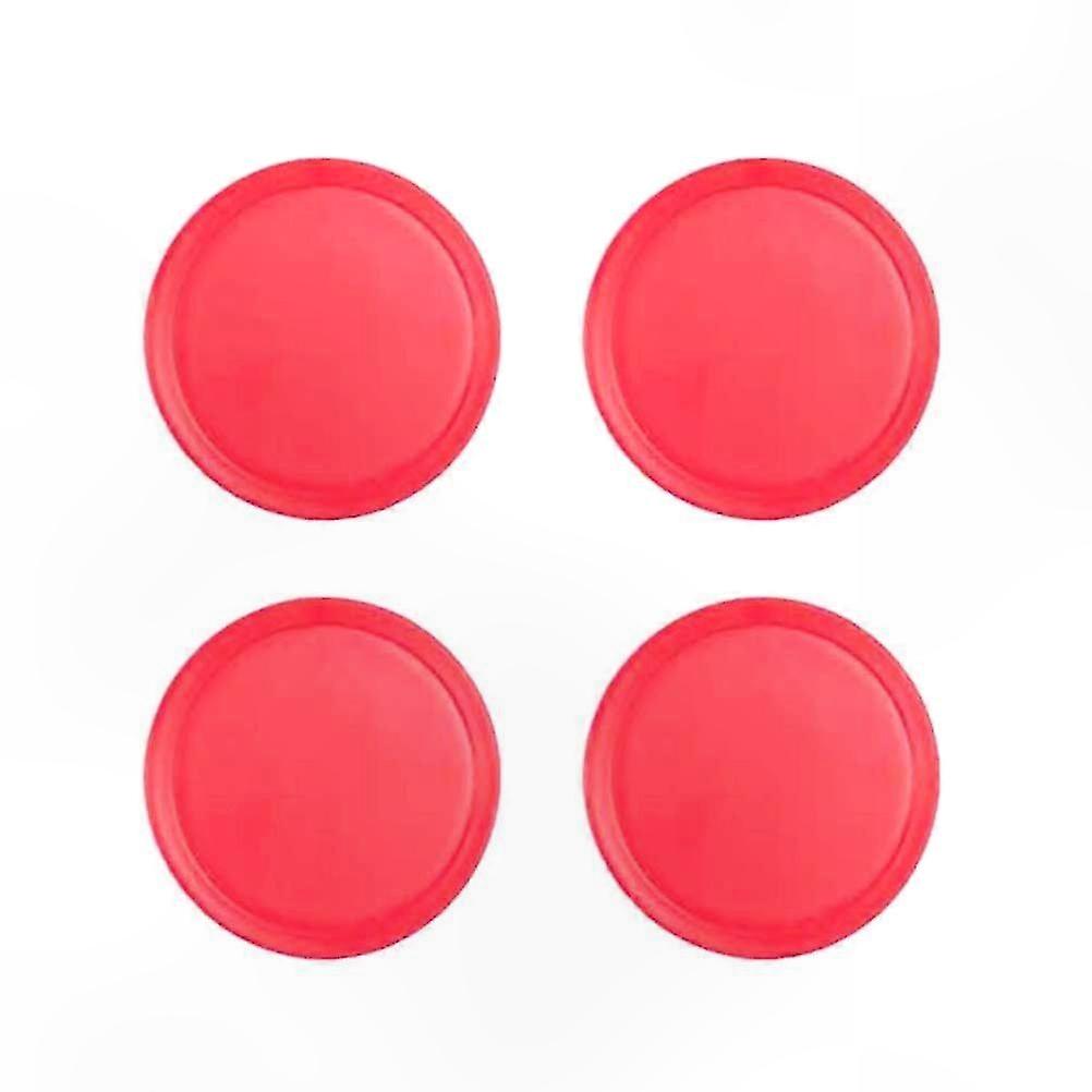 4-Pack 50mm Air Hockey Pushers and Pucks for Game Tables, Replacement Accessories in Red