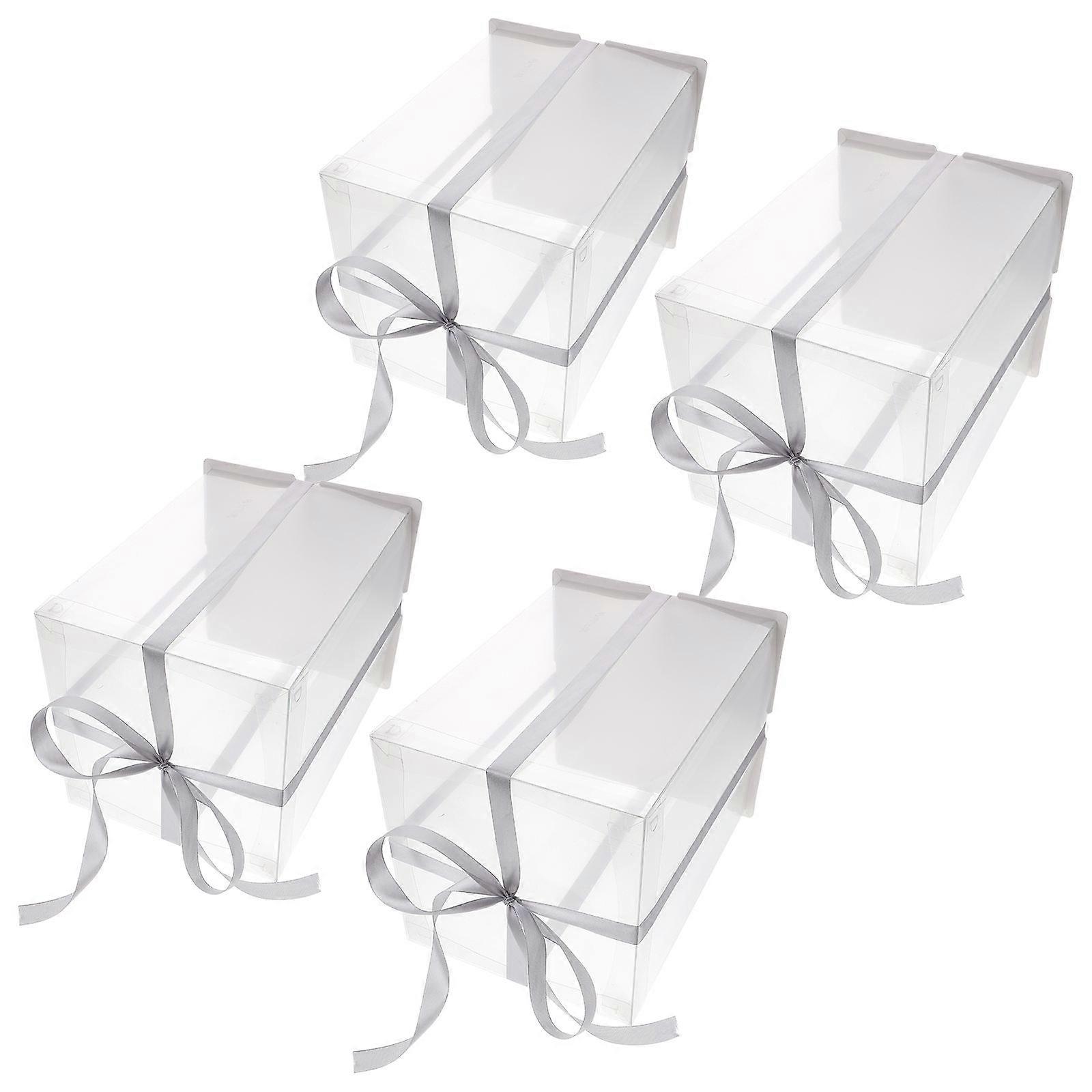 Plastic Cake Carrier 4 Pcs Clear Appearance Birthday Cake Packing Container For Cakes 6 Inches Storage