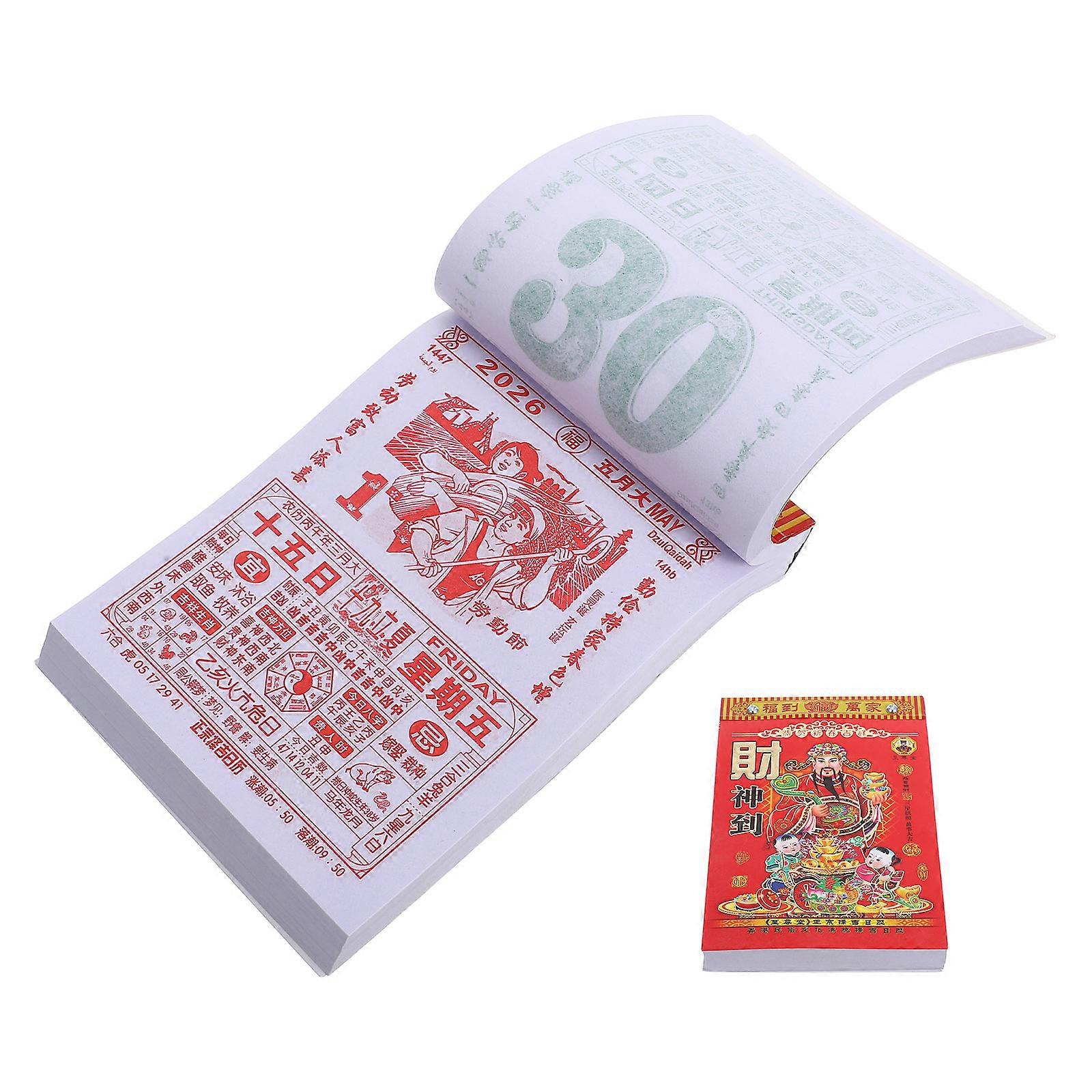 Traditional Lunar Calendar Chinese Calendars for Countdown Use 2Pcs Red