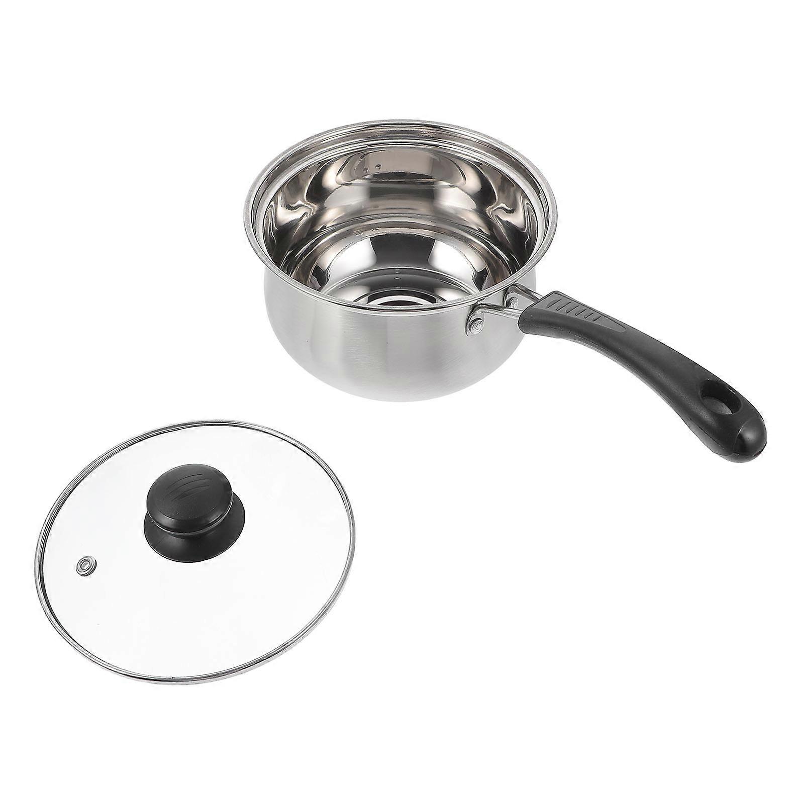 Stainless Cooking Pot for Kitchen Use with Lid 2Pcs Silver Set