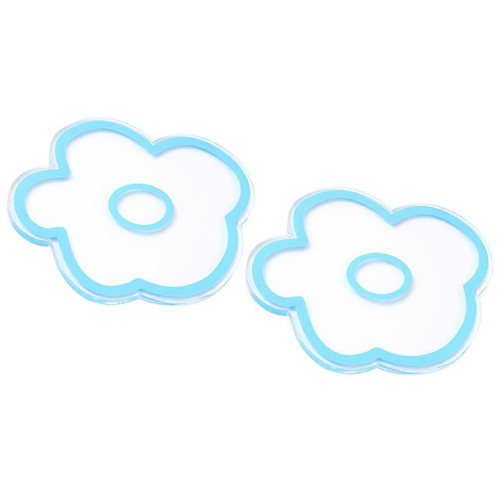 Blue Acrylic Flower Coasters for Dining Table Use 4Pcs Heat Resistant