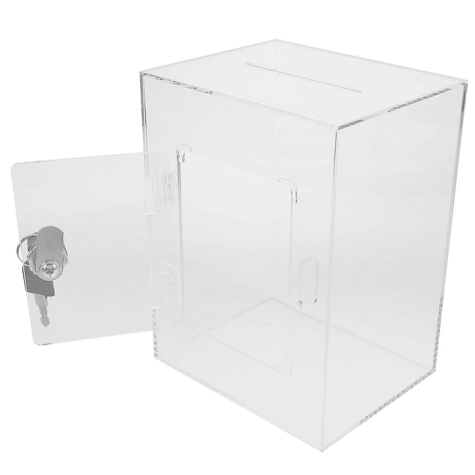 Transparent Acrylic Donation Box for Storage Use 2Sets Secure Donation Boxes