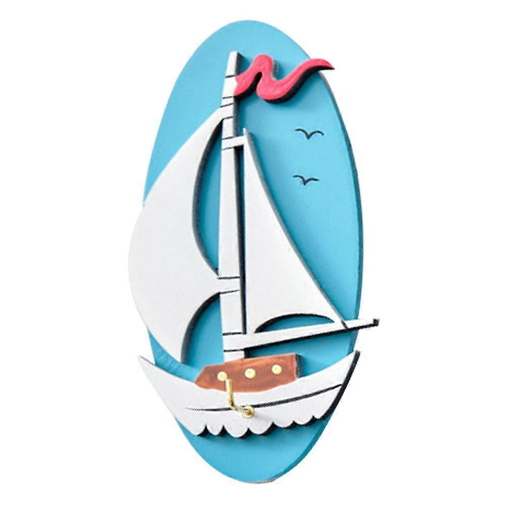 Wooden Iron Hooks Mediterranean Style Hooks for Fixing Use 5Pcs Set