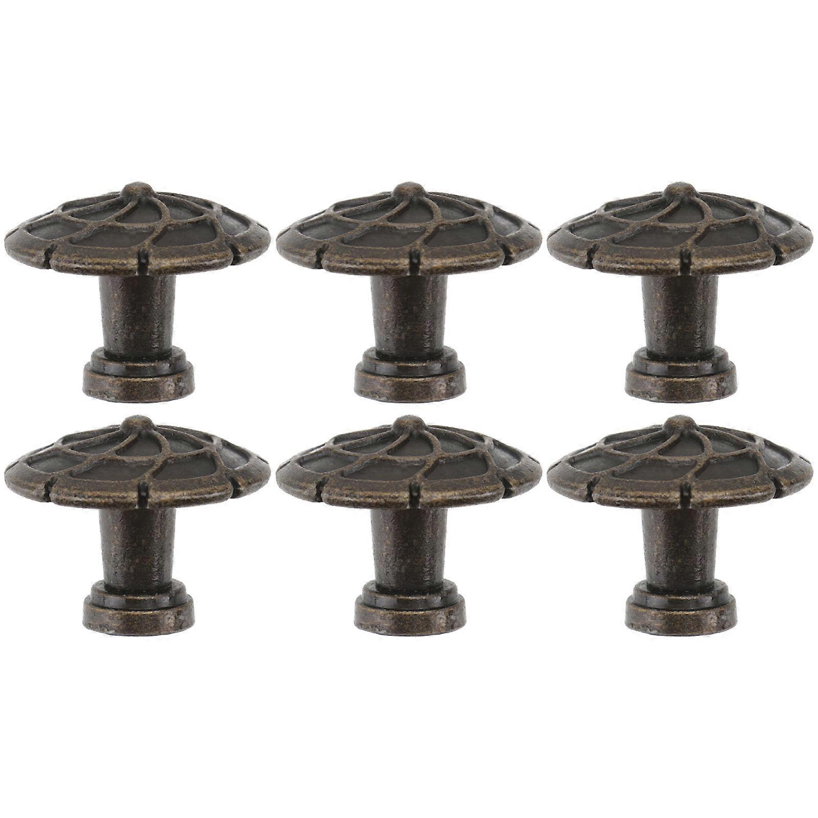 Solid Pull Knob Embossed Pattern Single Hole Drawer Handle 12Pcs for Furniture