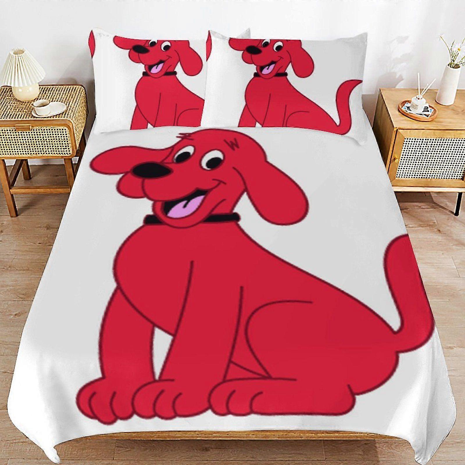 S469 Clifford the Big Red Dog Protective Fabric Quality Sleep Fit Practical Zip Closure Duvet Cover Sets Sleep Set X469