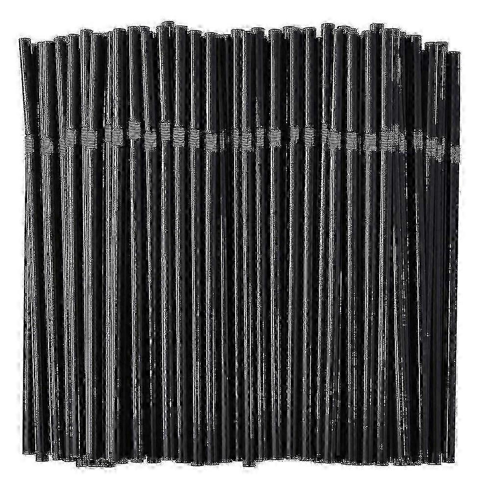 500pcs Bendy Disposable Black Plastic Drinking Straws Flexible