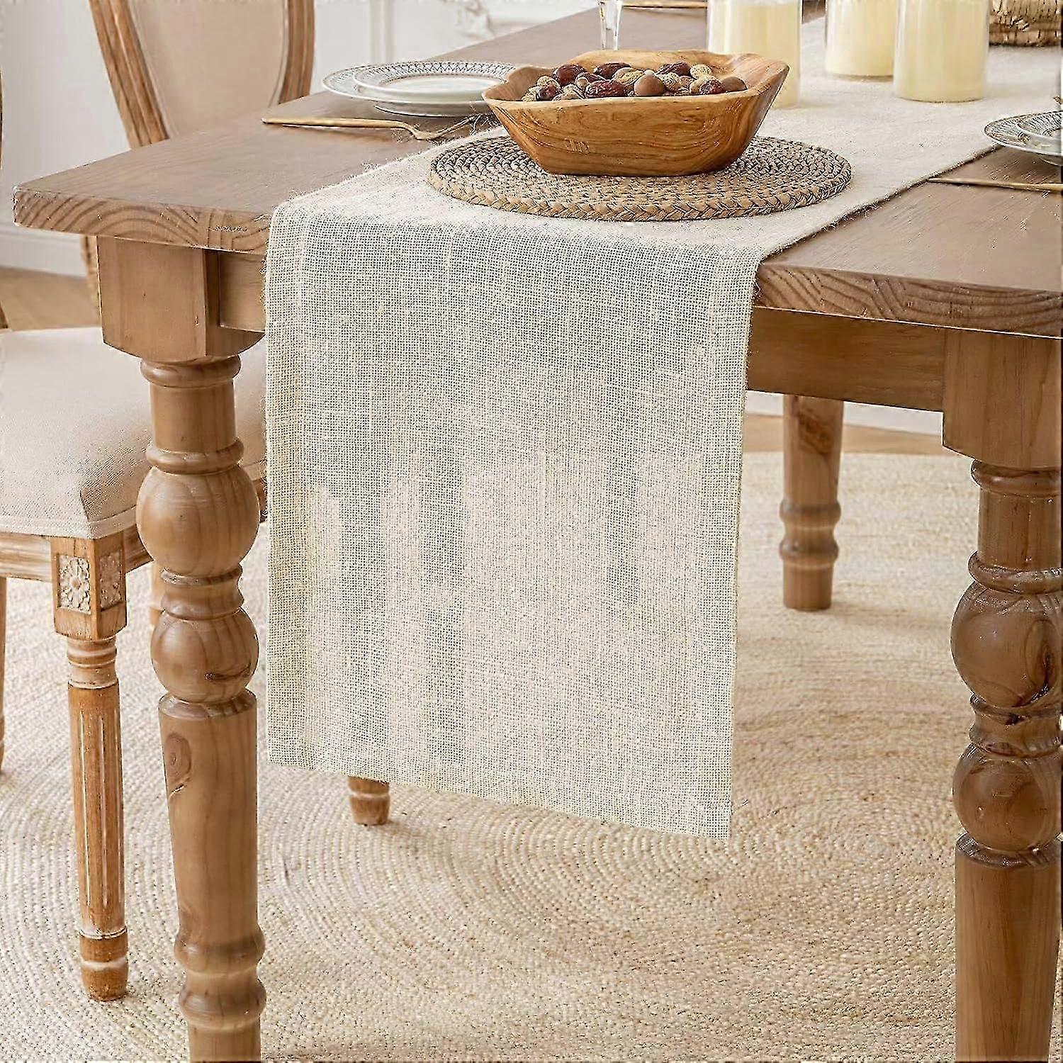 2025 Latest Model  Burlap Farmhouse Table Runner 14x108 inches, jute soft material, perfect for