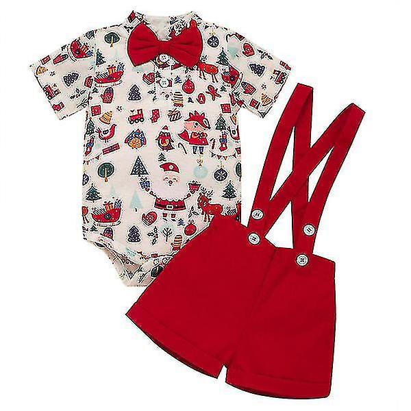 Baby Toddler Outfits Boys Gentleman Romper Shirt Suspender Shorts Clothes Set