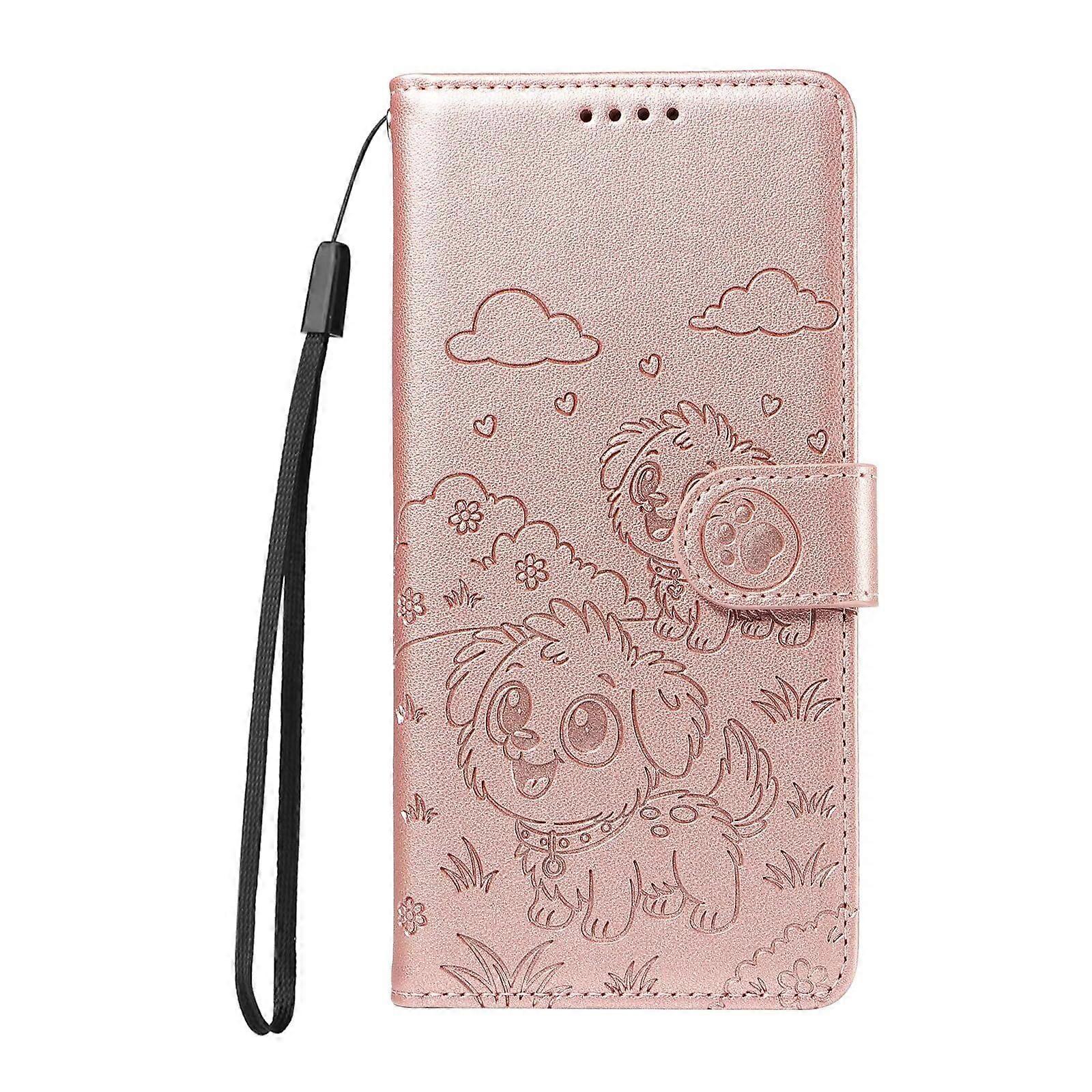 Phone Case for iPhone 11 With Card Holders Wallet Stand Lovely Dog Leather Magnetic Closure Shockproof Rose Gold