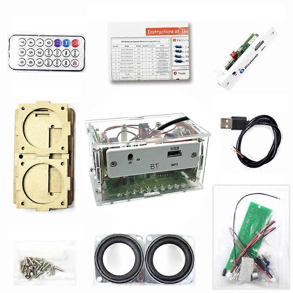 DIY BT Speaker Kit Assembly Component Electronic Sound Amplifier (Transparent)