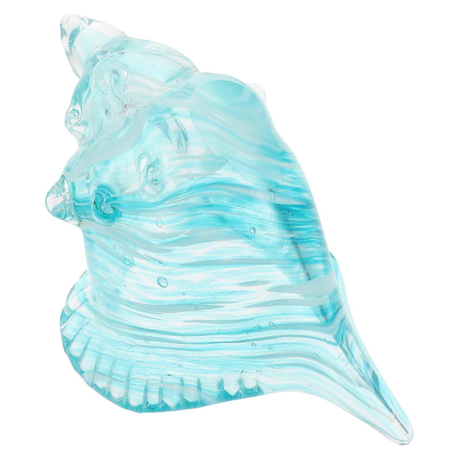 Glass Sea Snail Shape Desktop Ornament For Home And Office Decoration Sky-Blue In Simple Artistic Design 1Pack
