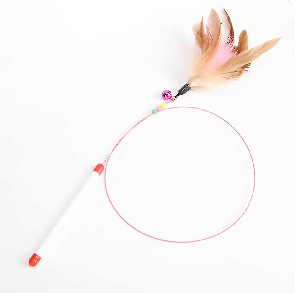 1pcs Cat Toy Steel Wire Colorful Feathers Funny Cat Stick with Bell Interactive Toy Training Toy for